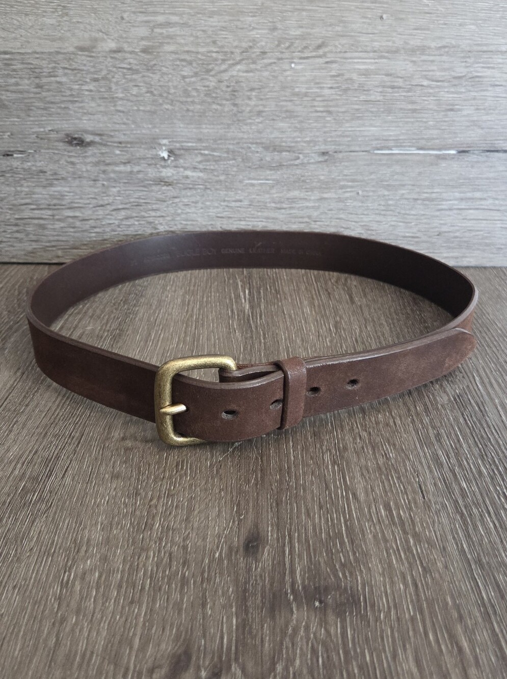 Bugle Boy Classic Brown Leather Men's Belt with Brass Buckle Sz 36